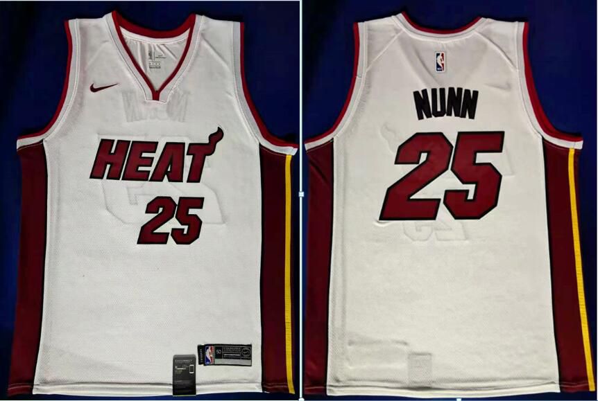 Men Miami Heat #25 Nunn White Nike Game NBA Jerseys
